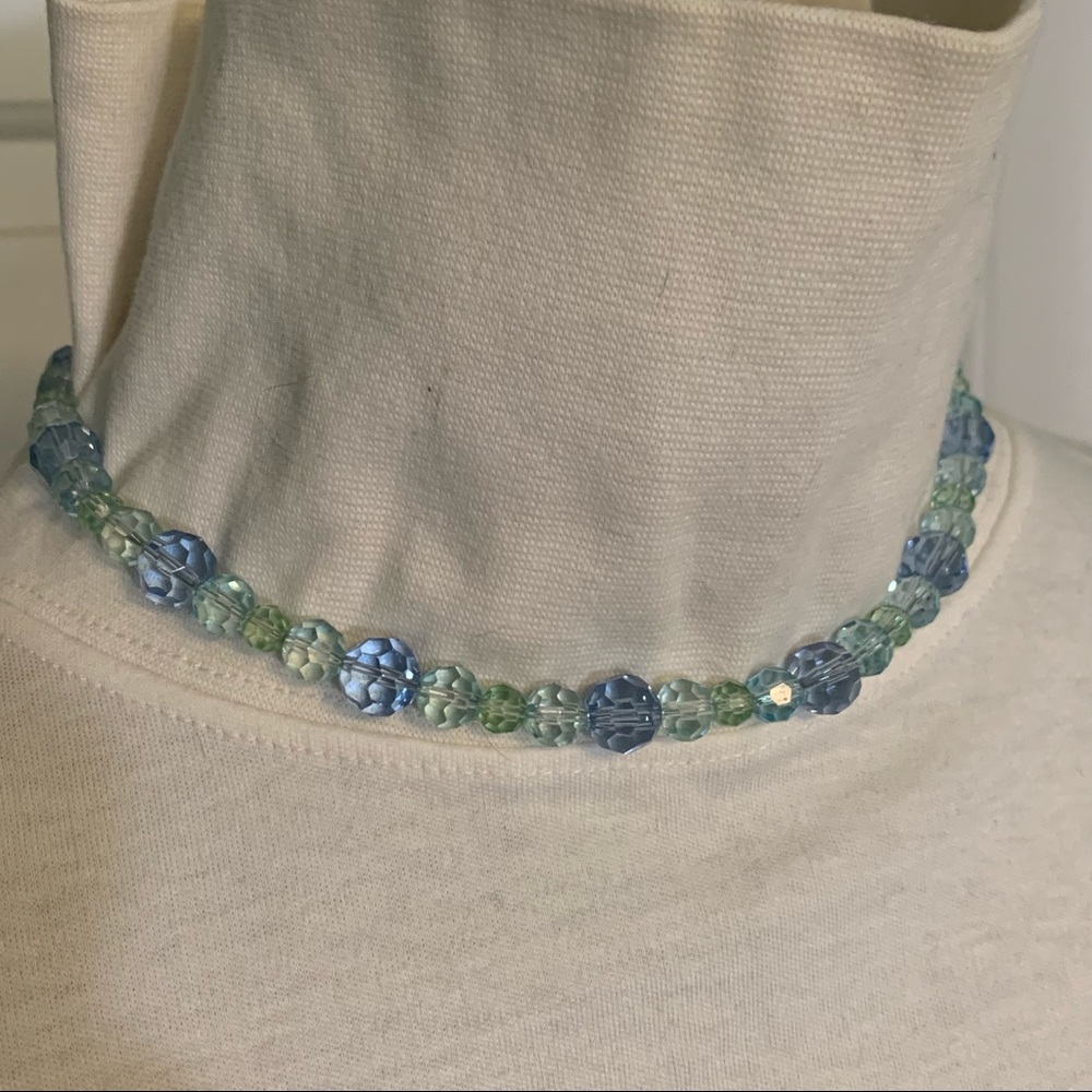 Vintage Blue Crystal Beaded Necklace